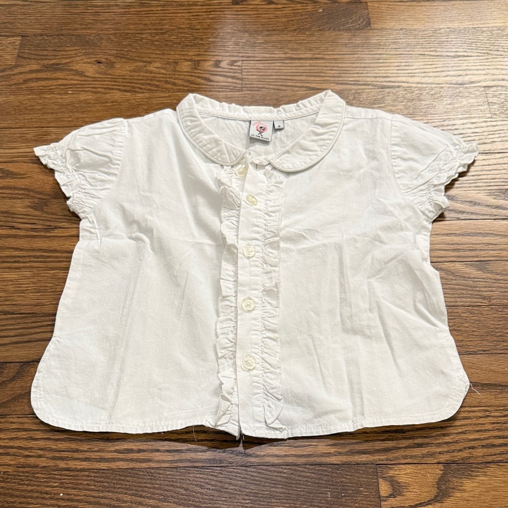 Eloise at the Plaza White Kids Shirt with Ruffled Sleeves Size 6
